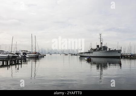 Porto di Williamstown e lungomare vicino al Gem Pier a Melbourne, Victoria, Australia, Oceania Foto Stock