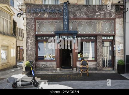 Centro di Bruxelles, centro storico di Bruxelles, Belgio, 05 29 2020 facciata Art déco dell'hotel e brasserie l'esperance, Europa Foto Stock