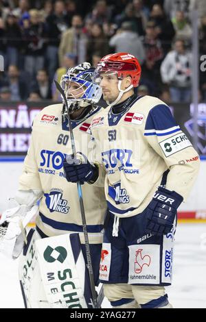 LanxessArena, Colonia, Renania settentrionale-Vestfalia, Joacim Eriksson (Schwenninger Wild Wings, n. 60), Alex Trivellato (Schwenninger Wild Wings, n. 53), PENNY D Foto Stock
