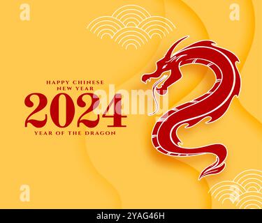 2024 capodanno cinese desidera sfondo con vettore drago zodiaco Illustrazione Vettoriale