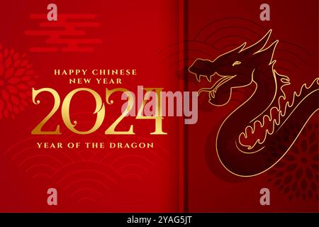 2024 cinese nuova vigilia desidera sfondo un anno di vettore drago Illustrazione Vettoriale