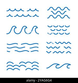 Icona a forma d'onda per il logo dell'oceano, del fiume, del mare o dell'acqua Illustrazione Vettoriale