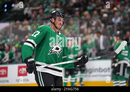 Dallas, Texas, Stati Uniti. 12 ottobre 2024. Mason Marchment n. 27 si vede durante il match NHL tra i Dallas Stars e i New York Islanders all'American Airlines Center. I Dallas Stars sconfiggono i Minnesota Wild per 3-0. Il 12 ottobre 2024 a Dallas, Texas, Stati Uniti. (Credit Image: © Javier Vicencio/eyepix via ZUMA Press Wire) SOLO PER USO EDITORIALE! Non per USO commerciale! Foto Stock