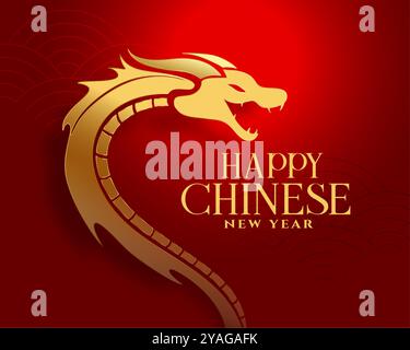 2024 capodanno cinese desidera sfondo con vettore drago dorato Illustrazione Vettoriale