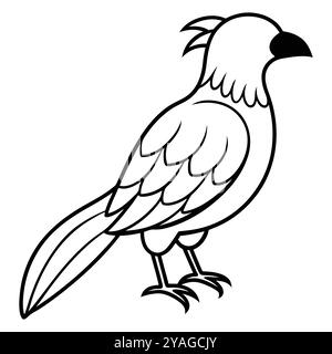 Illustrazione del vettore in bianco e nero e pappagallo. Macaw Bird Vector illustrazione: Cartone animato, clip art. Illustrazione Vettoriale