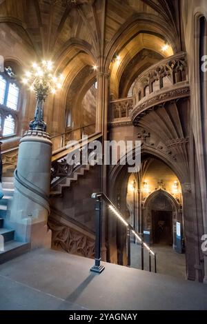 Manchester, Inghilterra - 5 ottobre 2017: Vista interna della John Rylands Library, un edificio neogotico tardo vittoriano su Deansgate a Manchester che Foto Stock