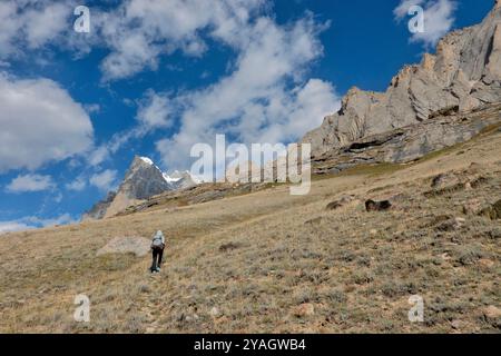 Trekking al campo base di Amin Braq (Amin Brakk), Nangma Valley, Kanday, Baltistan, Pakistan Foto Stock