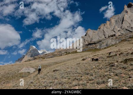 Trekking al campo base di Amin Braq (Amin Brakk), Nangma Valley, Kanday, Baltistan, Pakistan Foto Stock