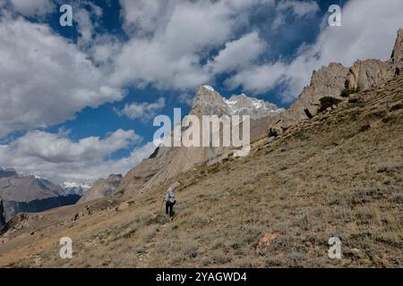 Trekking al campo base di Amin Braq (Amin Brakk), Nangma Valley, Kanday, Baltistan, Pakistan Foto Stock