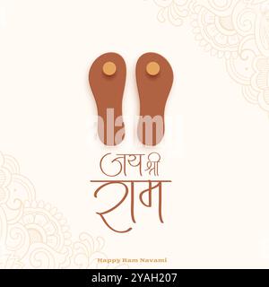 elegante sfondo culturale jai shree ram navami con design vettoriale charan Illustrazione Vettoriale