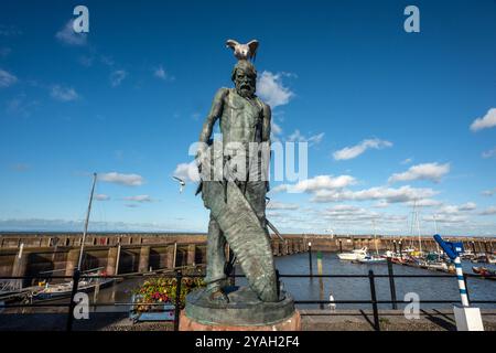 Somerset, 12 ottobre 2024: Statua dell'antico marinaio a Watchet, Somerset Foto Stock