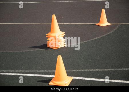 Campo sportivo. Dettagli della staffetta. Attrezzature sportive. Foto Stock