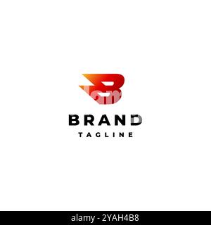 Design del logo lettera B iniziale semplice e veloce. Design iniziale del logo con lettera B con accento velocità. Illustrazione Vettoriale