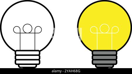 Icona piatta della lampadina, che rappresenta l'idea, il pensiero Illustrazione Vettoriale
