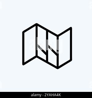 Immagine grafica vettoriale con icona piegata della mappa. Illustrazione Vettoriale