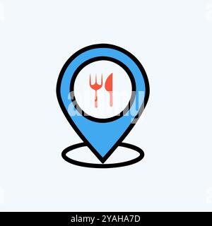 Immagine vettoriale dell'icona della puntina del ristorante. Illustrazione Vettoriale