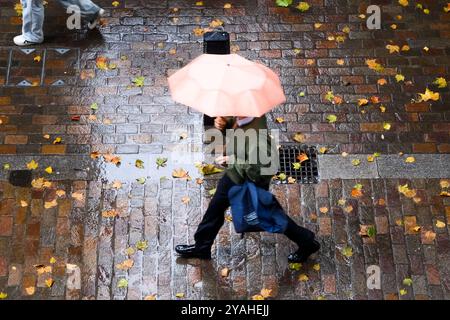 Londra, Regno Unito. 14 ottobre 2024. Meteo nel Regno Unito: Pioggia a Londra. Crediti: Matthew Chattle/Alamy Live News Foto Stock