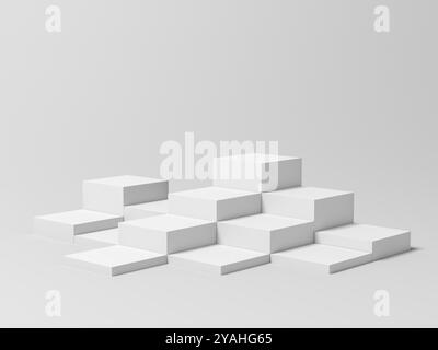 Display del prodotto. Visualizza zoccoli. In piedi. Colore bianco. illustrazione 3d. Foto Stock