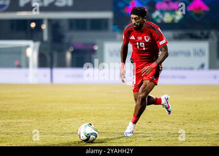 Sorba Thomas del Galles in azione. Islanda contro Galles nella UEFA Nations League allo stadio Laugardalsvöllur l'11 ottobre 2024. Foto Stock