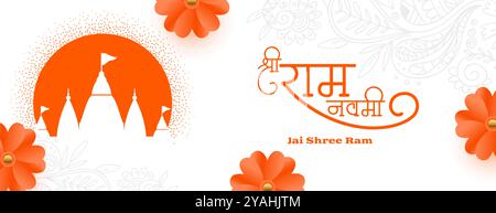 shri ram navami decorativo diwas vettore di design per striscioni Illustrazione Vettoriale