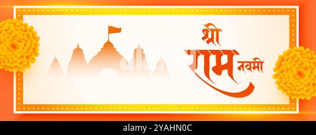 banner decorativo jai shri ram navami vettore di design per striscioni Illustrazione Vettoriale