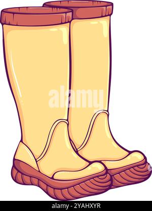 Stivali in gomma gialli Illustrazione Vettoriale