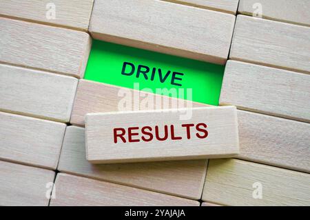 Vista dall'alto del testo risultati di guida su blocchi di legno Foto Stock