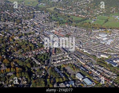 Vista aerea della città di Ilkey, West Yorkshire Foto Stock