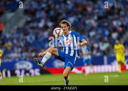 Barcellona, Spagna. 26 settembre 2024. Alex Kral di (RCD Espanyol) visto in azione durante la partita SPORTIVA LaLiga EA tra RCD Espanyol de Barcelona e Villarreal CF allo stadio RCDE. Punteggi finali; Espanyol 1-2 Villareal. Credito: SOPA Images Limited/Alamy Live News Foto Stock