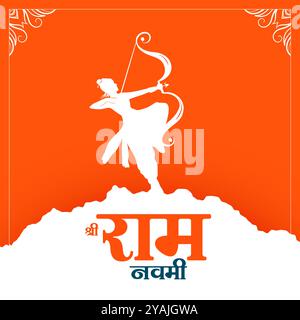 shri ram navami diwas sfondo celebrativo in stile vettoriale papercut Illustrazione Vettoriale