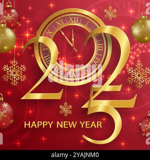 Felice anno nuovo 2023, motivo festivo su sfondo a colori per biglietto d'invito, buon Natale, felice anno nuovo 2023, biglietti d'auguri Illustrazione Vettoriale