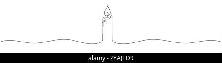 Disegno continuo della candela. Icona candela a una riga. Uno sfondo del disegno a una linea. Illustrazione vettoriale. Icona della candela di Natale, la candela è disegnata Illustrazione Vettoriale