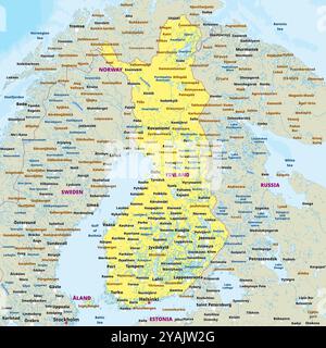 Semplice mappa politica della Finlandia Illustrazione Vettoriale