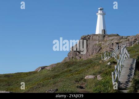 I germogli del Capo Faro e scale, Capo Faro lancia sito storico nazionale, Terranova, Canada Foto Stock