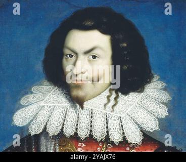 GEORGE VILLIERS, IST Duca di Buckingham (1582-1628) dettaglio di pittura di Paul van Somer i Foto Stock