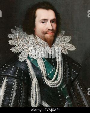 GEORGE VILLIERS, IST Duca di Buckingham (1582-1628) di Michiel Jansz van Mierevelt, 1625 Foto Stock