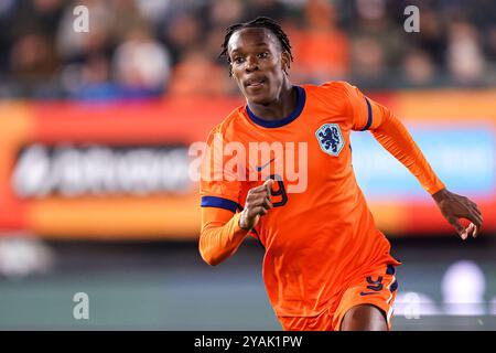 Nijmegen, Paesi Bassi. 14 ottobre 2024. NIJMEGEN, PAESI BASSI - 14 OTTOBRE: Emanuel Emegha degli Under 21 olandesi guarda durante la partita di qualificazione al Campionato europeo di calcio U21 2025 - gruppo C tra i Paesi Bassi U21 e la Svezia U21 a Goffertstadion il 14 ottobre 2024 a Nijmegen, Paesi Bassi. (Foto di Peter Lous/Orange Pictures) credito: Orange Pics BV/Alamy Live News Foto Stock