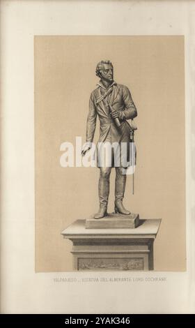 Statua dell'ammiraglio Thomas Cochrane, ammiraglio Thomas Cochrane, X conte di Dundonald GCB (1775–1860), in stile Lord Cochrane tra il 1778 e il 1831, fu un ufficiale navale, pari, mercenario e politico britannico. Servendo durante le guerre rivoluzionarie francesi e napoleoniche nella Royal Navy, i suoi successi navali portarono Napoleone a soprannominarlo le Loup des Mers (il lupo marino). Ebbe successo praticamente in tutte le sue azioni navali. Cochrane fu licenziato dalla Royal Navy nel 1814 dopo una controversa condanna per frode alla Borsa di Londra. Viaggiando in Sud America, ha contribuito ad organizzare e. Foto Stock