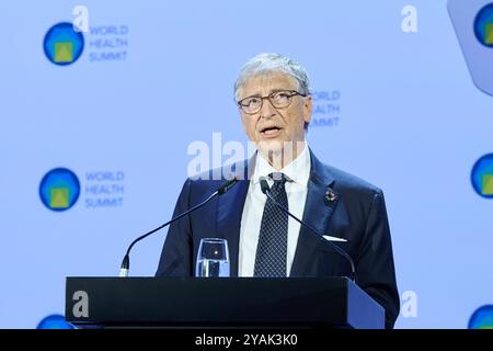 Berlino, Germania. 14 ottobre 2024. Bill Gates, fondatore della Gates Foundation, parla alla conferenza "World Health Summit" presso il Marriott Hotel. Credito: Annette Riedl/dpa/Alamy Live News Foto Stock