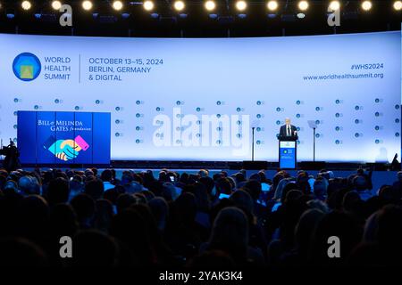 Berlino, Germania. 14 ottobre 2024. Bill Gates, fondatore della Gates Foundation, parla alla conferenza "World Health Summit" presso il Marriott Hotel. Credito: Annette Riedl/dpa/Alamy Live News Foto Stock