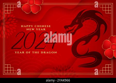 felice anno nuovo 2024 capodanno cinese vettore di sfondo della vigilia culturale Illustrazione Vettoriale