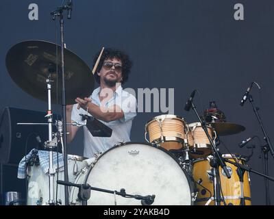 Depedro durante il concerto al Festival Cruilla, a Barcellona, nel luglio 2024. Jairo Zavala (Madrid, 1973), conosciuto professionalmente come Depedro, è Foto Stock