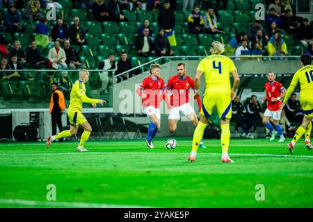 Breslavia, bassa Slesia, Polonia. 14 ottobre 2024. Durante una partita di calcio della UEFA Nations League è tra l'Ucraina e la Cechia nazionale, il 14 ottobre 2024. Breslavia, Polonia. (Credit Image: © Mateusz Birecki/ZUMA Press Wire) SOLO PER USO EDITORIALE! Non per USO commerciale! Crediti: ZUMA Press, Inc./Alamy Live News Foto Stock