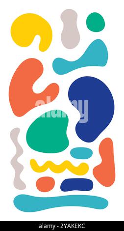 Sfondo di forme organiche astratte. Formato verticale per i social media. Illustrazione vettoriale, design piatto Illustrazione Vettoriale