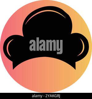 Logo Cooking, logo Chief, berretto Chief Black con sfondo arancione, Vector Art Illustrazione Vettoriale