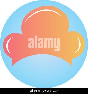 Logo Cooking, logo Chief, cappello Chief Orange con sfondo blu, Vector Art Illustrazione Vettoriale
