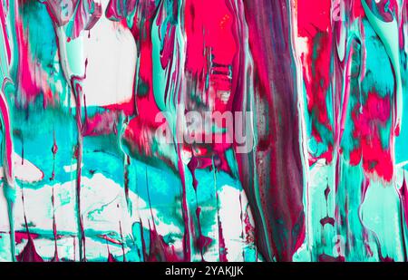 Drenaggio dello sfondo di vernice acrilica liquida. Pittura fluida abstrac Foto Stock