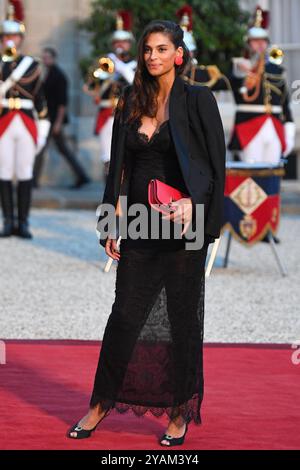 Francia. 14 ottobre 2024. Tatiana Silva - il presidente Emmanuel Macron riceve la visita di Stato dalle loro Maestie il re e la regina dei belgi all'Elysee Palace di Parigi, in Francia. (Foto di Lionel Urman/Sipa USA) credito: SIPA USA/Alamy Live News Foto Stock