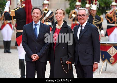 Francia. 14 ottobre 2024. Stephane Bern, Adelaide de Clermont Tonnerre - il Presidente Emmanuel Macron riceve la visita di Stato dalle loro Maestie, il Re e la Regina dei belgi, all'Elysee Palace di Parigi, in Francia. (Foto di Lionel Urman/Sipa USA) credito: SIPA USA/Alamy Live News Foto Stock