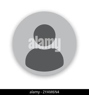 Icona utente grigia circolare. Silhouette grigio scuro all'interno di un cerchio più chiaro. Design semplice e minimalista. Illustrazione Vettoriale